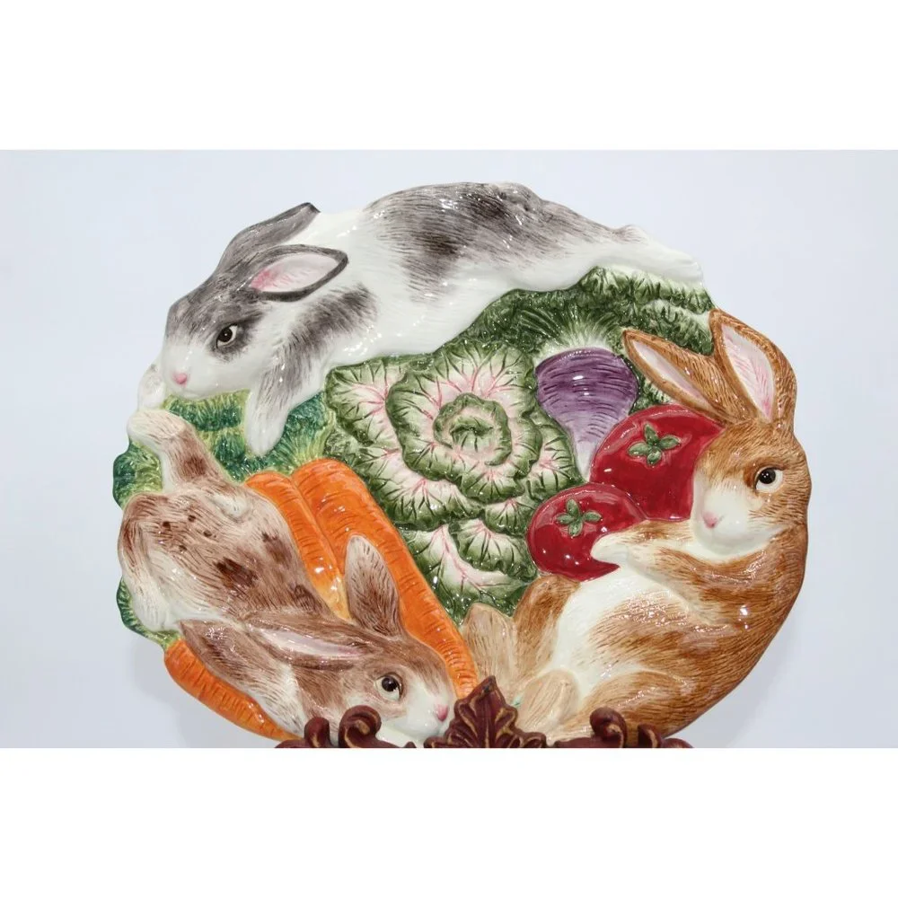 Fitz & Floyd - Bunnies in the Garden Patch Plate 1996